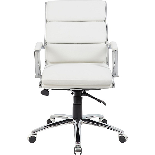 Boss CaressoftPlus? Executive Mid-Back Chair White Seat Color - Vinyl Seat Material - White Back Color - Vinyl Back Material - Chrome Frame Color - Mid Back - 5-star Base - Armrest - 1 Each (B9476WT)