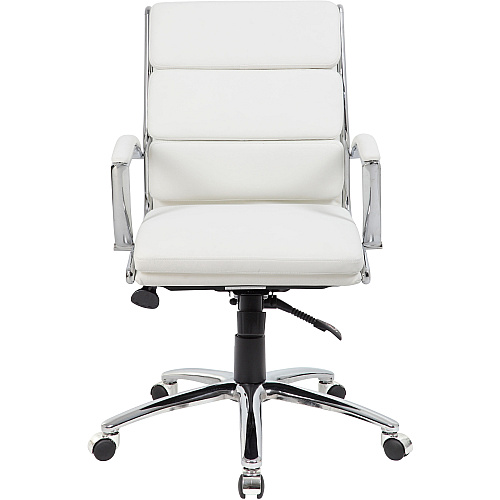 Boss CaressoftPlus? Executive Mid-Back Chair White Seat Color - Vinyl Seat Material - White Back Color - Vinyl Back Material - Chrome Frame Color - Mid Back - 5-star Base - Armrest - 1 Each (B9476WT)