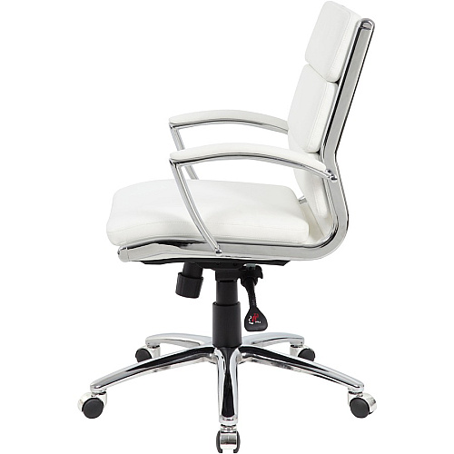 Boss CaressoftPlus? Executive Mid-Back Chair White Seat Color - Vinyl Seat Material - White Back Color - Vinyl Back Material - Chrome Frame Color - Mid Back - 5-star Base - Armrest - 1 Each (B9476WT)