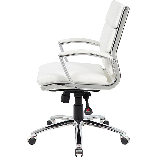 Boss CaressoftPlus? Executive Mid-Back Chair White Seat Color - Vinyl Seat Material - White Back Color - Vinyl Back Material - Chrome Frame Color - Mid Back - 5-star Base - Armrest - 1 Each (B9476WT)