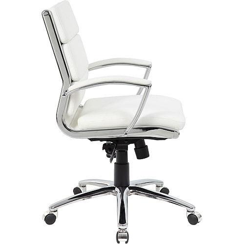 Boss CaressoftPlus? Executive Mid-Back Chair White Seat Color - Vinyl Seat Material - White Back Color - Vinyl Back Material - Chrome Frame Color - Mid Back - 5-star Base - Armrest - 1 Each (B9476WT)