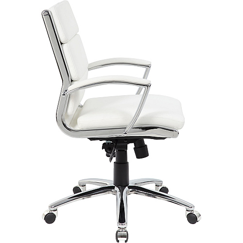 Boss CaressoftPlus? Executive Mid-Back Chair White Seat Color - Vinyl Seat Material - White Back Color - Vinyl Back Material - Chrome Frame Color - Mid Back - 5-star Base - Armrest - 1 Each (B9476WT)