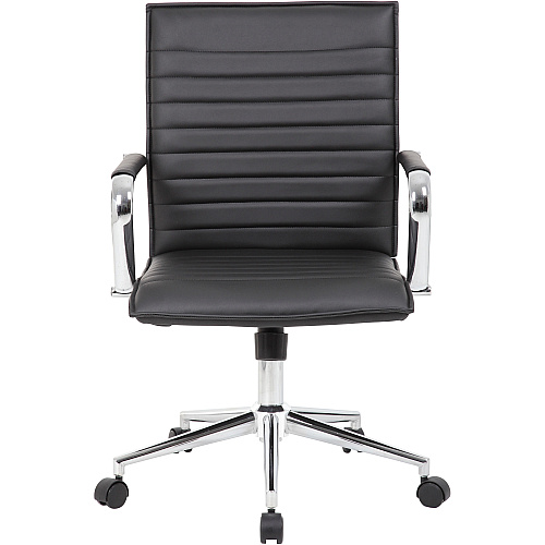 Boss Black Vinyl Hospitality Chair Black Seat Color - Vinyl Seat Material - Black Back Color - Vinyl Back Material - Chrome Frame Color - 5-star Base - Armrest - 1 Each (B9533CBK)