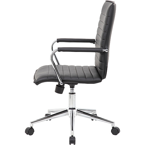 Boss Black Vinyl Hospitality Chair Black Seat Color - Vinyl Seat Material - Black Back Color - Vinyl Back Material - Chrome Frame Color - 5-star Base - Armrest - 1 Each (B9533CBK)
