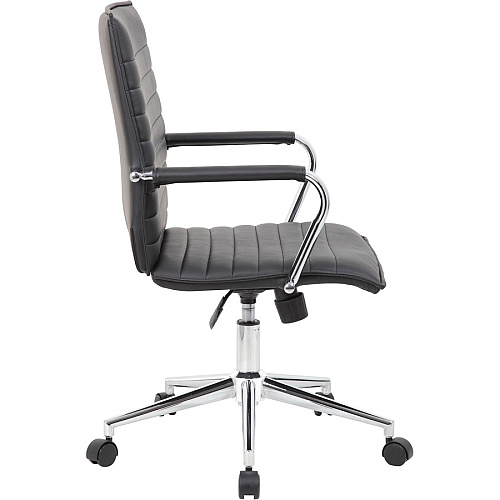 Boss Black Vinyl Hospitality Chair Black Seat Color - Vinyl Seat Material - Black Back Color - Vinyl Back Material - Chrome Frame Color - 5-star Base - Armrest - 1 Each (B9533CBK)