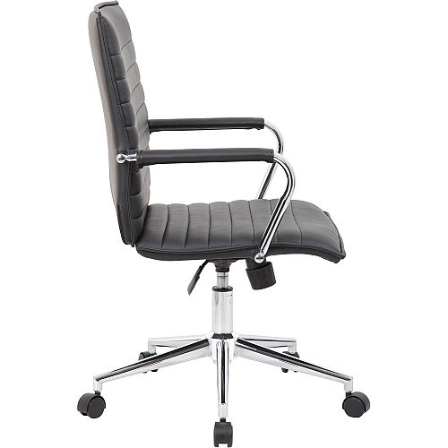 Boss Black Vinyl Hospitality Chair Black Seat Color - Vinyl Seat Material - Black Back Color - Vinyl Back Material - Chrome Frame Color - 5-star Base - Armrest - 1 Each (B9533CBK)