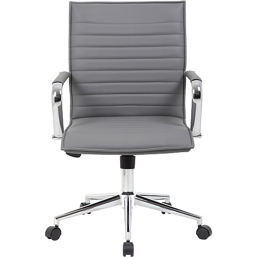 Boss Grey Vinyl Hospitality Chair Gray Seat Color - Vinyl Seat Material - Gray Back Color - Vinyl Back Material - Chrome Frame Color - 5-star Base - Armrest - 1 Each (B9533CGY)