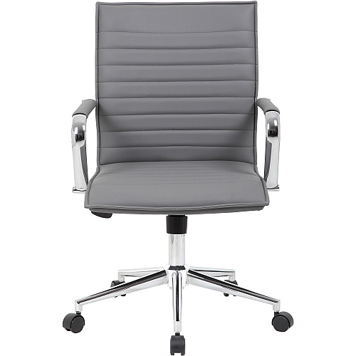 Boss Grey Vinyl Hospitality Chair Gray Seat Color - Vinyl Seat Material - Gray Back Color - Vinyl Back Material - Chrome Frame Color - 5-star Base - Armrest - 1 Each (B9533CGY)