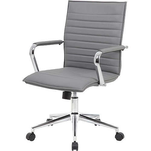 Boss Grey Vinyl Hospitality Chair Gray Seat Color - Vinyl Seat Material - Gray Back Color - Vinyl Back Material - Chrome Frame Color - 5-star Base - Armrest - 1 Each (B9533CGY)