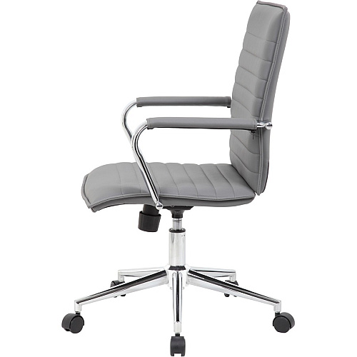 Boss Grey Vinyl Hospitality Chair Gray Seat Color - Vinyl Seat Material - Gray Back Color - Vinyl Back Material - Chrome Frame Color - 5-star Base - Armrest - 1 Each (B9533CGY)
