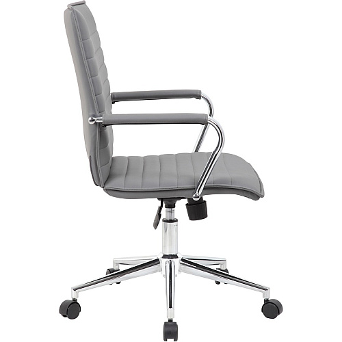 Boss Grey Vinyl Hospitality Chair Gray Seat Color - Vinyl Seat Material - Gray Back Color - Vinyl Back Material - Chrome Frame Color - 5-star Base - Armrest - 1 Each (B9533CGY)