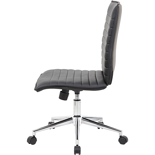 Boss Black Vinyl Armless Hospitality Chair Black Seat Color - Vinyl Seat Material - Black Back Color - Vinyl Back Material - Chrome Frame Color - 5-star Base - 1 Each (B9534CBK)