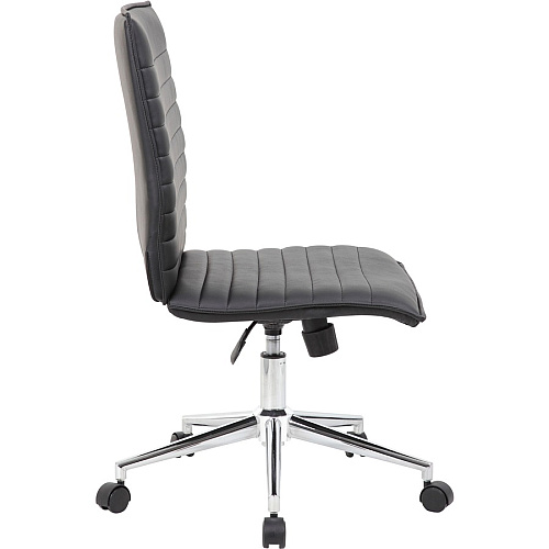 Boss Black Vinyl Armless Hospitality Chair Black Seat Color - Vinyl Seat Material - Black Back Color - Vinyl Back Material - Chrome Frame Color - 5-star Base - 1 Each (B9534CBK)