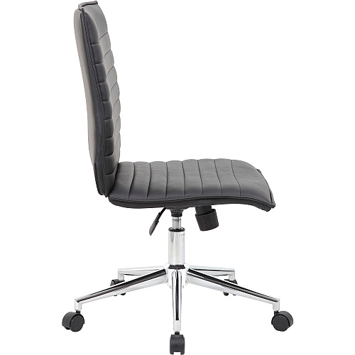 Boss Black Vinyl Armless Hospitality Chair Black Seat Color - Vinyl Seat Material - Black Back Color - Vinyl Back Material - Chrome Frame Color - 5-star Base - 1 Each (B9534CBK)