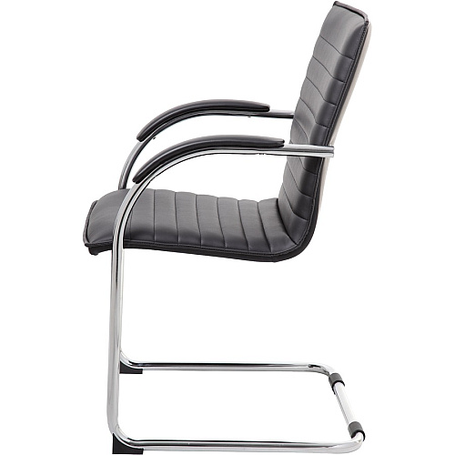Boss Chrome Frame Vinyl Side Chairs Black Seat Color - Vinyl Seat Material - Black Back Color - Vinyl Back Material - Chrome Frame Color - Polywood Frame Material - Mid Back - Cantilever Base - 2 / Pack (B9536BK2)
