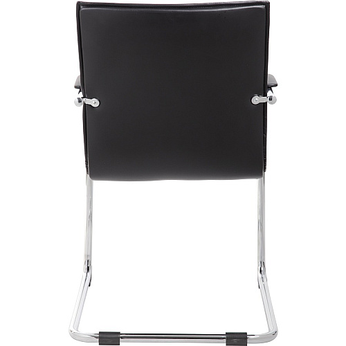 Boss Chrome Frame Vinyl Side Chairs Black Seat Color - Vinyl Seat Material - Black Back Color - Vinyl Back Material - Chrome Frame Color - Polywood Frame Material - Mid Back - Cantilever Base - 2 / Pack (B9536BK2)