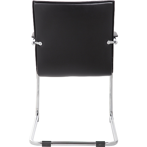Boss Chrome Frame Vinyl Side Chairs Black Seat Color - Vinyl Seat Material - Black Back Color - Vinyl Back Material - Chrome Frame Color - Polywood Frame Material - Mid Back - Cantilever Base - 2 / Pack (B9536BK2)