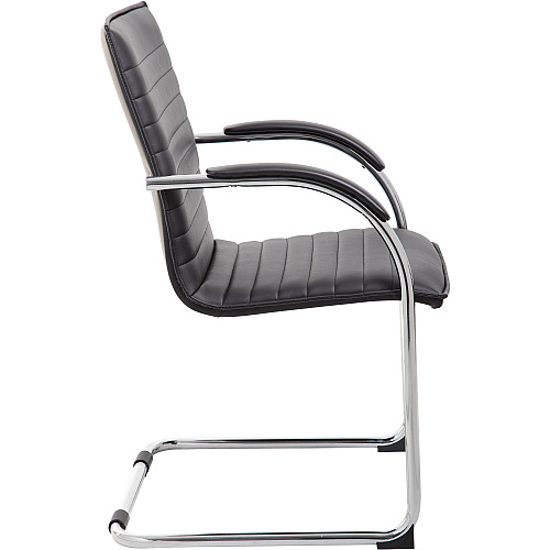 Boss Chrome Frame Vinyl Side Chairs Black Seat Color - Vinyl Seat Material - Black Back Color - Vinyl Back Material - Chrome Frame Color - Polywood Frame Material - Mid Back - Cantilever Base - 2 / Pack (B9536BK2)