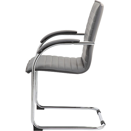 Boss Chrome Frame Vinyl Side Chairs Gray Seat Color - Vinyl Seat Material - Gray Back Color - Vinyl Back Material - Chrome Frame Color - Polywood Frame Material - Mid Back - Cantilever Base - 2 / Pack (B9536GY2)