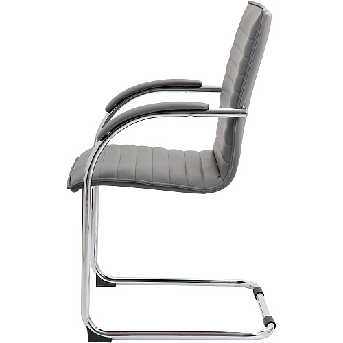 Boss Chrome Frame Vinyl Side Chairs Gray Seat Color - Vinyl Seat Material - Gray Back Color - Vinyl Back Material - Chrome Frame Color - Polywood Frame Material - Mid Back - Cantilever Base - 2 / Pack (B9536GY2)