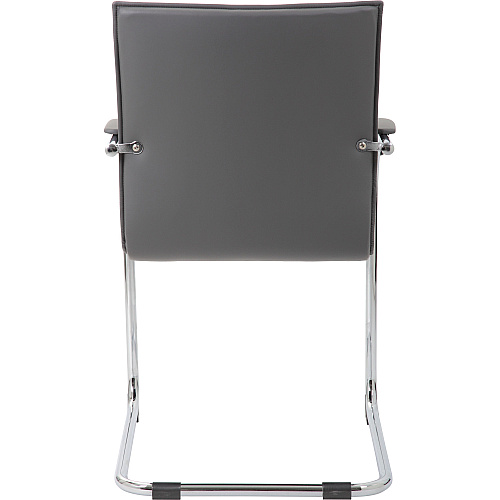 Boss Chrome Frame Vinyl Side Chairs Gray Seat Color - Vinyl Seat Material - Gray Back Color - Vinyl Back Material - Chrome Frame Color - Polywood Frame Material - Mid Back - Cantilever Base - 2 / Pack (B9536GY2)