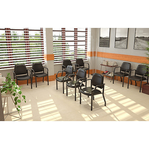 Boss Antimicrobial Guest Chair, 300 lb. Weight Capacity Black Seat Color - Vinyl Seat Material - Black Back Color - Vinyl Back Material - Black Frame Color - Steel Frame Material - Mid Back - Four-legged Base - 1 Each (B9591AMBK)