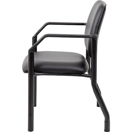 Boss Antimicrobial Guest Chair, 300 lb. Weight Capacity Black Seat Color - Vinyl Seat Material - Black Back Color - Vinyl Back Material - Black Frame Color - Steel Frame Material - Mid Back - Four-legged Base - 1 Each (B9591AMBK)