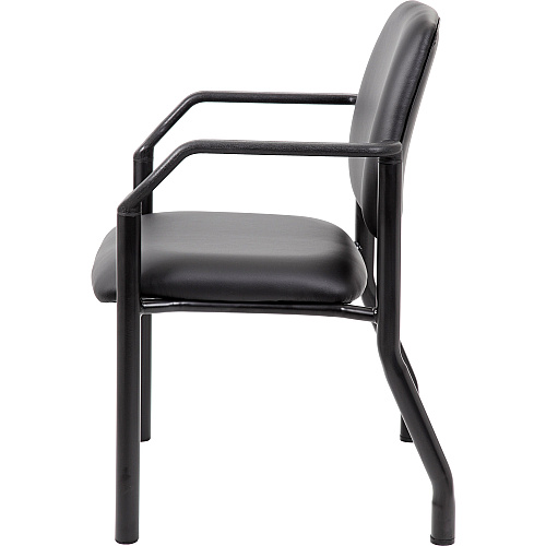 Boss Antimicrobial Guest Chair, 300 lb. Weight Capacity Black Seat Color - Vinyl Seat Material - Black Back Color - Vinyl Back Material - Black Frame Color - Steel Frame Material - Mid Back - Four-legged Base - 1 Each (B9591AMBK)