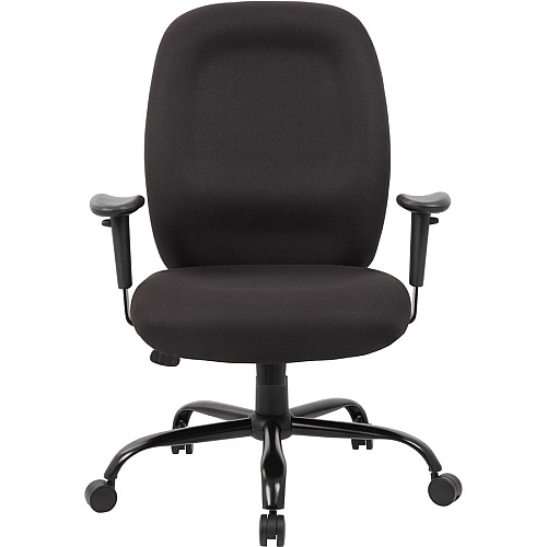 Boss Heavy Duty Task Chair- 400 lbs Black Seat Color - Crepe Fabric Seat Material - Black Back Color - Crepe Fabric Back Material - Black Frame Color - 5-star Base - Armrest - 1 Each (B996)