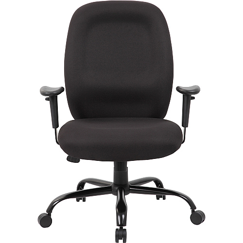 Boss Heavy Duty Task Chair- 400 lbs Black Seat Color - Crepe Fabric Seat Material - Black Back Color - Crepe Fabric Back Material - Black Frame Color - 5-star Base - Armrest - 1 Each (B996)