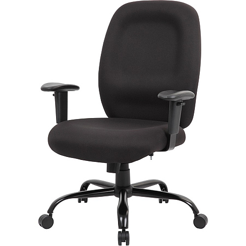 Boss Heavy Duty Task Chair- 400 lbs Black Seat Color - Crepe Fabric Seat Material - Black Back Color - Crepe Fabric Back Material - Black Frame Color - 5-star Base - Armrest - 1 Each (B996)