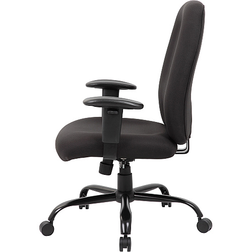 Boss Heavy Duty Task Chair- 400 lbs Black Seat Color - Crepe Fabric Seat Material - Black Back Color - Crepe Fabric Back Material - Black Frame Color - 5-star Base - Armrest - 1 Each (B996)