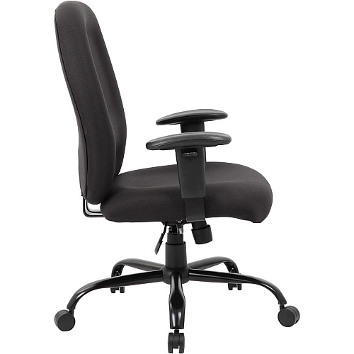 Boss Heavy Duty Task Chair- 400 lbs Black Seat Color - Crepe Fabric Seat Material - Black Back Color - Crepe Fabric Back Material - Black Frame Color - 5-star Base - Armrest - 1 Each (B996)