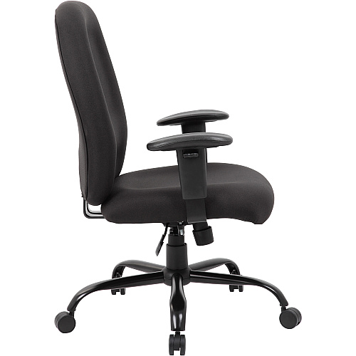 Boss Heavy Duty Task Chair- 400 lbs Black Seat Color - Crepe Fabric Seat Material - Black Back Color - Crepe Fabric Back Material - Black Frame Color - 5-star Base - Armrest - 1 Each (B996)