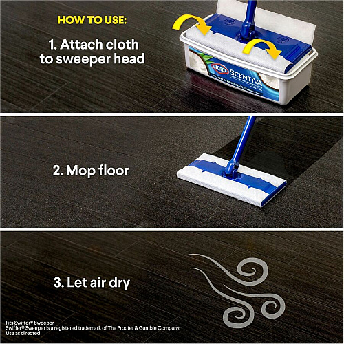 Clorox Scentiva Disinfecting Wet Mopping Cloth Refills - Coconut & Water Lily 5.9" Width x 11.4" Length - 24/Pack - 6 / Carton (32034CT)