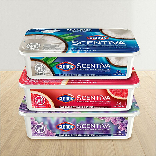 Clorox Scentiva Disinfecting Wet Mopping Cloth Refills - Coconut & Water Lily 5.9" Width x 11.4" Length - 24/Pack - 6 / Carton (32034CT)