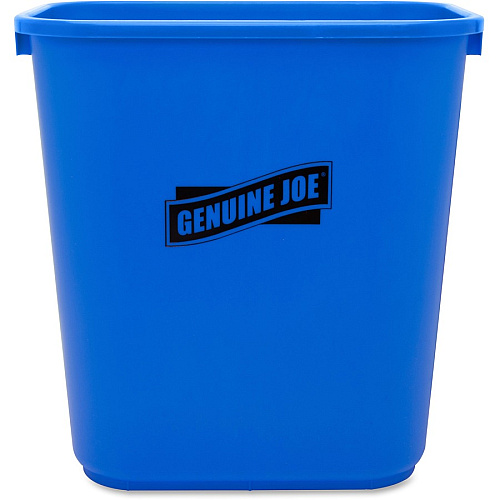 Genuine Joe 28-1/2 Quart Recycle Wastebasket 7.13 gal Capacity - Rectangular - 15" Height x 14.5" Width x 10.5" Depth - Blue, White - 12 / Carton (GJO57257CT)