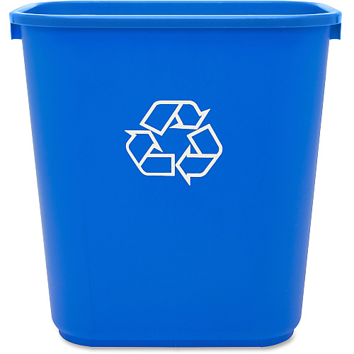 Genuine Joe 28-1/2 Quart Recycle Wastebasket 7.13 gal Capacity - Rectangular - 15" Height x 14.5" Width x 10.5" Depth - Blue, White - 12 / Carton (GJO57257CT)