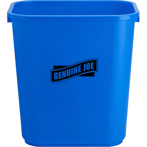 Genuine Joe 28-1/2 Quart Recycle Wastebasket 7.13 gal Capacity - Rectangular - 15" Height x 14.5" Width x 10.5" Depth - Blue, White - 12 / Carton (GJO57257CT)
