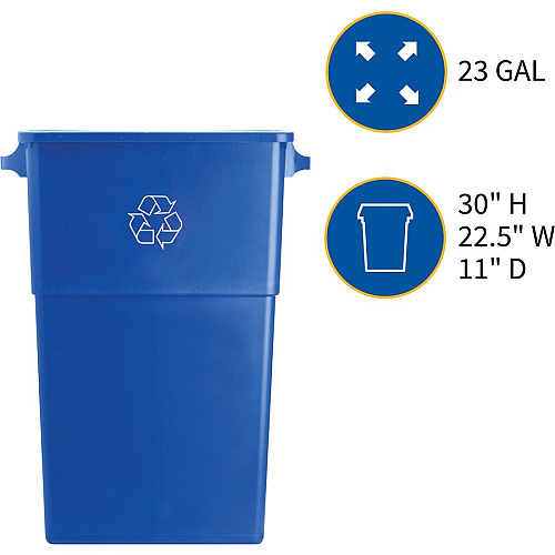 Genuine Joe 23 Gallon Recycling Container 23 gal Capacity - Rectangular - 30" Height x 22.5" Width x 11" Depth - Blue, White - 4 / Carton (GJO57258CT)