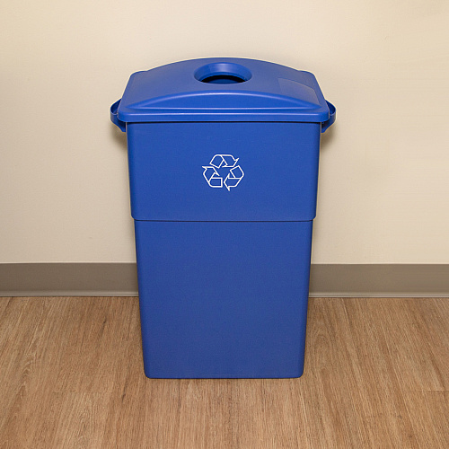 Genuine Joe 23 Gallon Recycling Container 23 gal Capacity - Rectangular - 30" Height x 22.5" Width x 11" Depth - Blue, White - 4 / Carton (GJO57258CT)