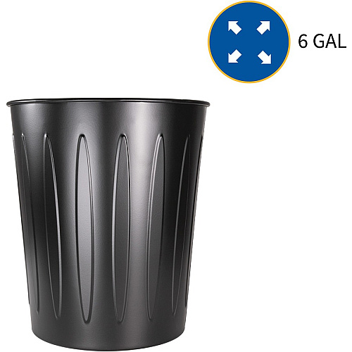 Genuine Joe 6-gallon Fire-safe Trash Can 6 gal Capacity - Fire-Safe, Sturdy - 14" Height x 13" Diameter - Metal, Steel - Black - 6 / Carton (GJO58897CT)