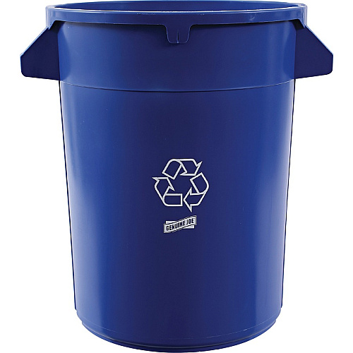 Genuine Joe Heavy-Duty Trash Container 32 gal Capacity - Side Handle, Venting Channel - Plastic - Blue - 6 / Carton (GJO60464CT)