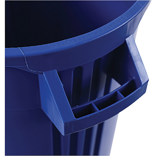 Genuine Joe Heavy-Duty Trash Container 32 gal Capacity - Side Handle, Venting Channel - Plastic - Blue - 6 / Carton (GJO60464CT)