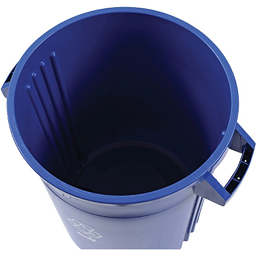 Genuine Joe Heavy-Duty Trash Container 32 gal Capacity - Side Handle, Venting Channel - Plastic - Blue - 6 / Carton (GJO60464CT)