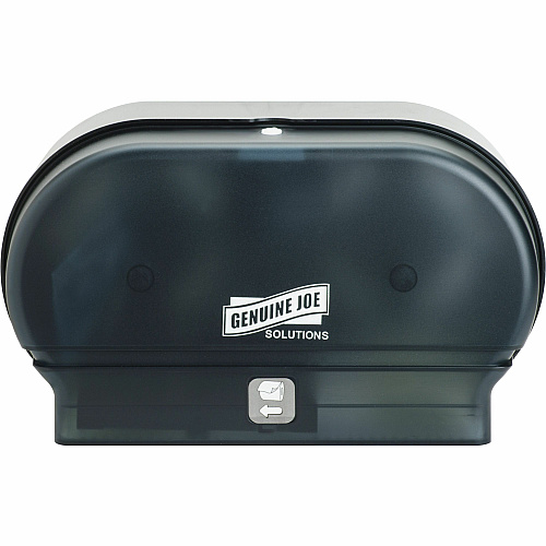 Genuine Joe&reg; Standard Toilet Paper Dispensers, 2 Roll Hold, Black, 6 Dispensers Roll - 2000 x Sheet, 2 x Roll - Black - Sliding Door - 6 / Carton (GJO98213CT)