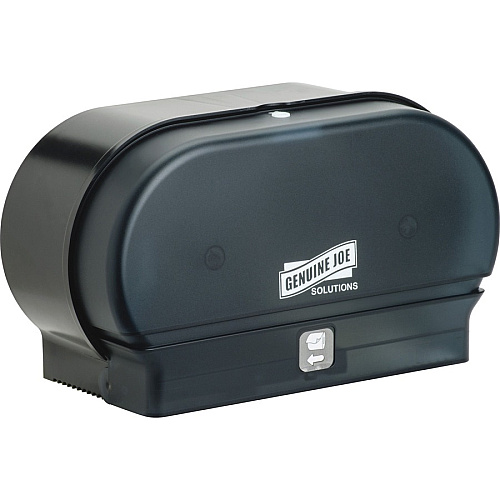 Genuine Joe&reg; Standard Toilet Paper Dispensers, 2 Roll Hold, Black, 6 Dispensers Roll - 2000 x Sheet, 2 x Roll - Black - Sliding Door - 6 / Carton (GJO98213CT)