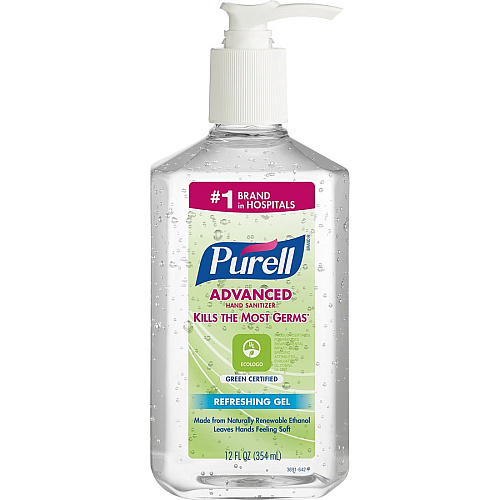 PURELL&reg; Hand Sanitizer Gel Fragrance-free Scent - 12 fl oz - Pump Bottle Dispenser - Kill Germs - Clear - 12 / Carton (369112CT)