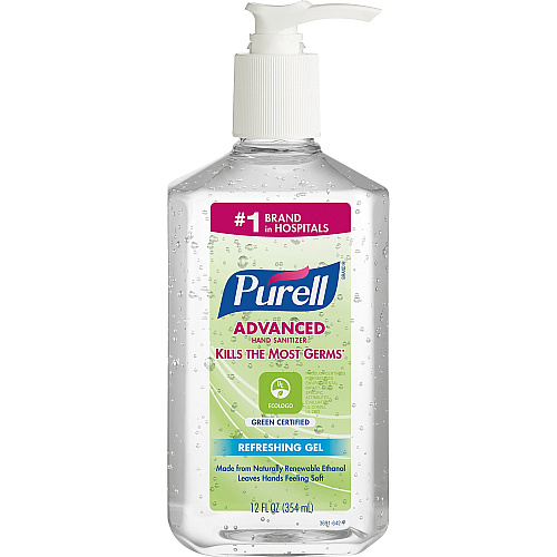 PURELL&reg; Hand Sanitizer Gel Fragrance-free Scent - 12 fl oz - Pump Bottle Dispenser - Kill Germs - Clear - 12 / Carton (369112CT)