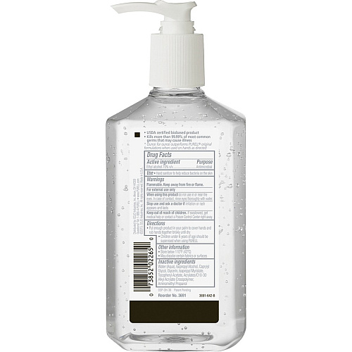 PURELL&reg; Hand Sanitizer Gel Fragrance-free Scent - 12 fl oz - Pump Bottle Dispenser - Kill Germs - Clear - 12 / Carton (369112CT)